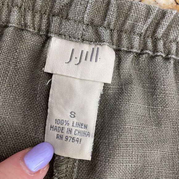 J. Jill 100% linen khaki green color high rise straight leg pants size S - Picture 4 of 9